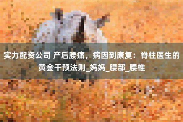 实力配资公司 产后腰痛，病因到康复：脊柱医生的黄金干预法则_妈妈_腰部_腰椎