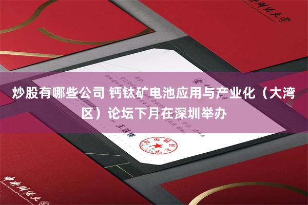 炒股有哪些公司 钙钛矿电池应用与产业化（大湾区）论坛下月在深圳举办