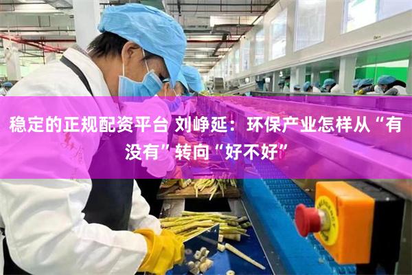 稳定的正规配资平台 刘峥延：环保产业怎样从“有没有”转向“好不好”