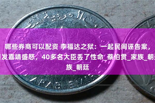 哪些券商可以配资 李福达之狱：一起民间诬告案，引发嘉靖盛怒，40多名大臣丢了性命_蔡伯贯_家族_朝廷